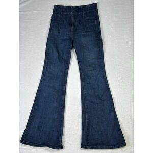 We The Free Jeans Womens 31 Blue Denim Pant Flare Bell Bottoms High Rise Stretch